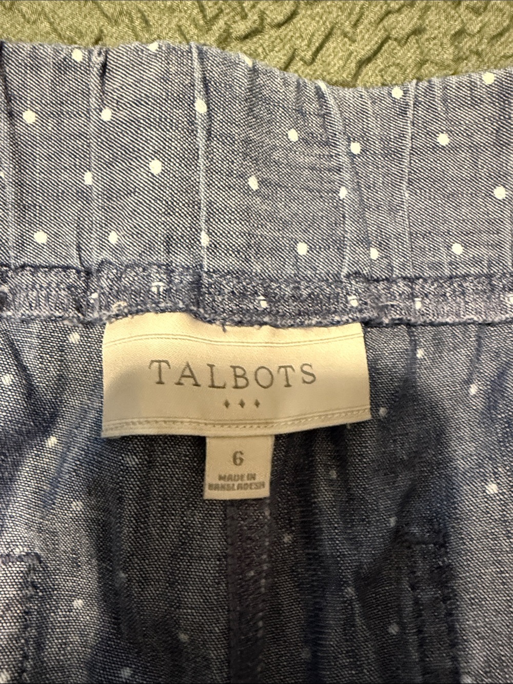 Talbots Blue Dot-Pattern Drawstring Shorts - Picture 4 of 6
